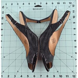Circa Joan & David Black Snakeskin Slingback Heels Women's Size 9M